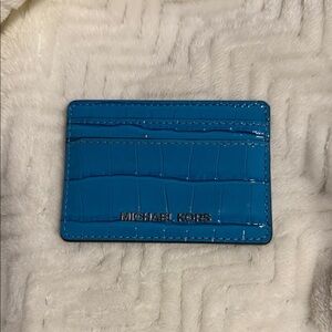 Michael Kors Teal Croc-Embossed Card Holder